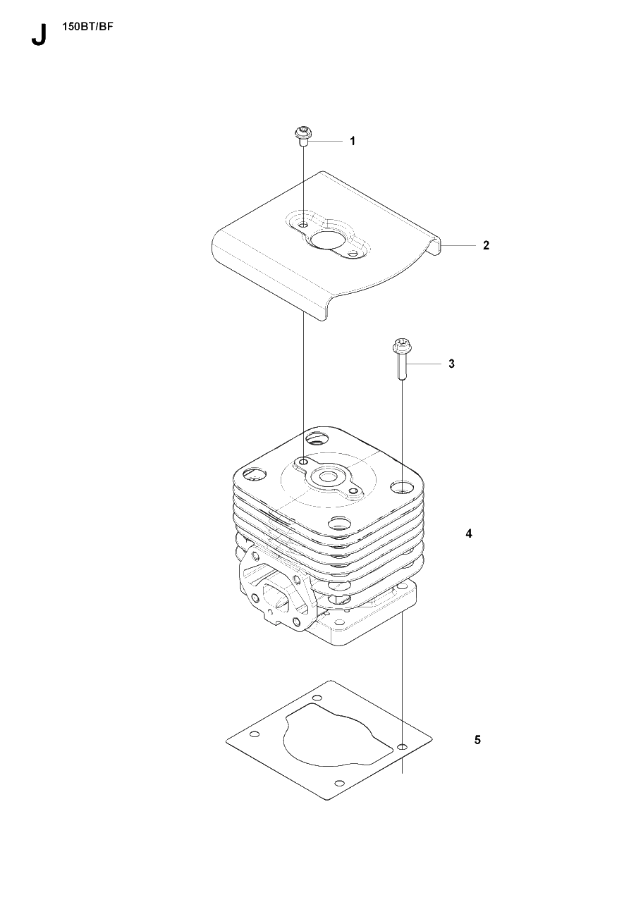 Cylinder Diagram and Parts List for 150BT 20084000001 - 20184199999 Husqvarna Leaf Blower / Vacuum