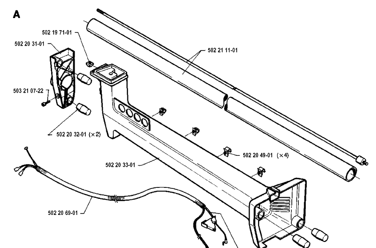 Shaft Diagram and Parts List for 235R 19930600001-19940600000 Husqvarna Brush Cutter