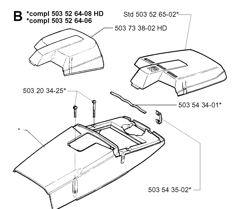 Cover Diagram and Parts List for 394XP 19980900001-Current Husqvarna Chainsaw