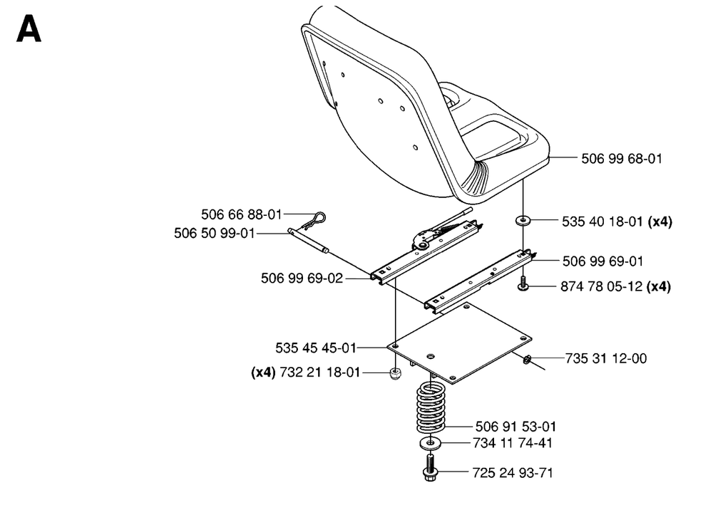 Seat Diagram and Parts List for R15-V2 (953533701)(2006-05) Husqvarna Lawn Tractor
