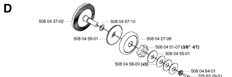 Clutch Diagram and Parts List for 315 20033100001-Current Husqvarna Chainsaw