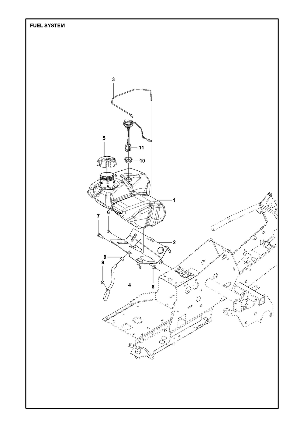 Fuel System Diagram and Parts List for R316TXAWD 2022 Husqvarna Lawn Tractor
