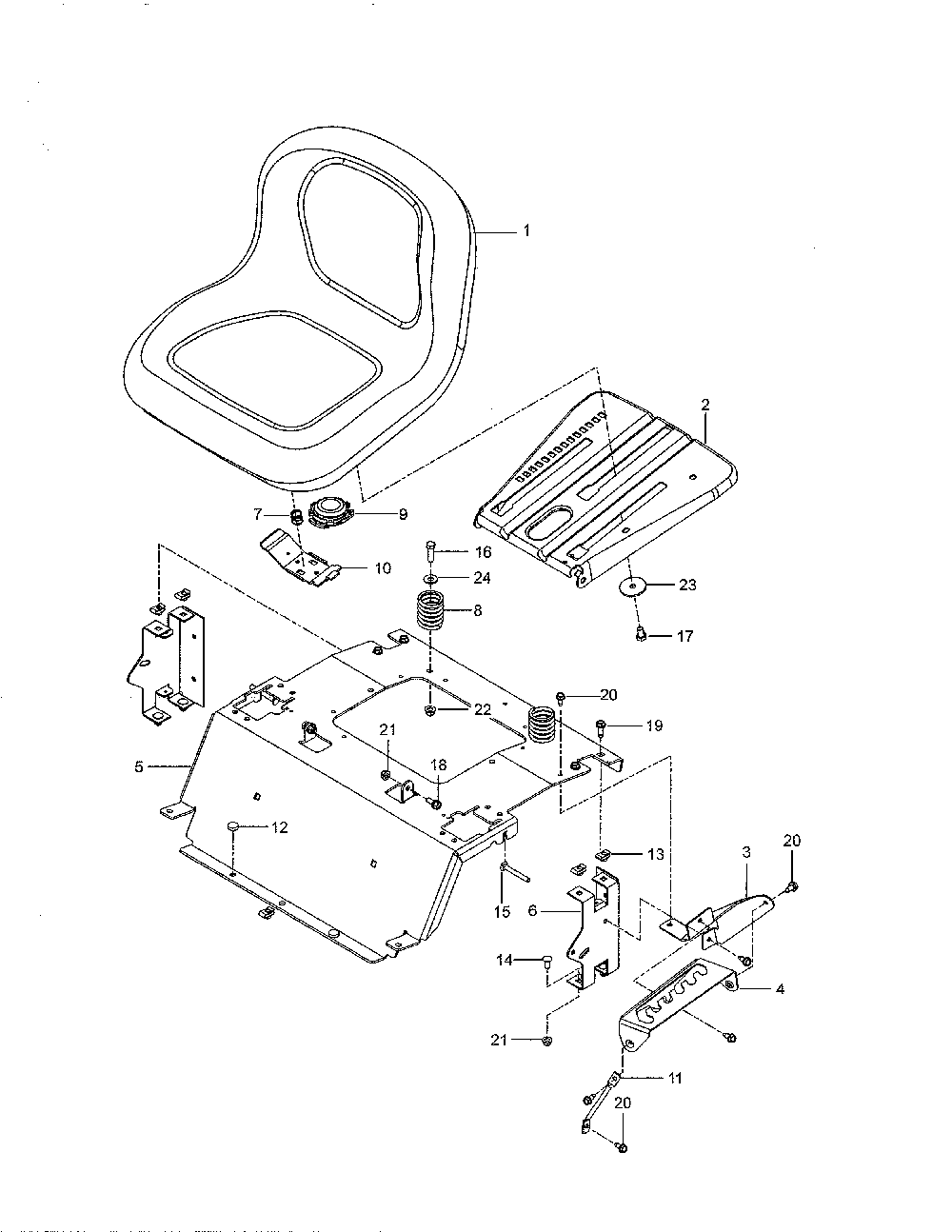 Seat Diagram and Parts List for Z254-967324101-00  Husqvarna Lawn Mower