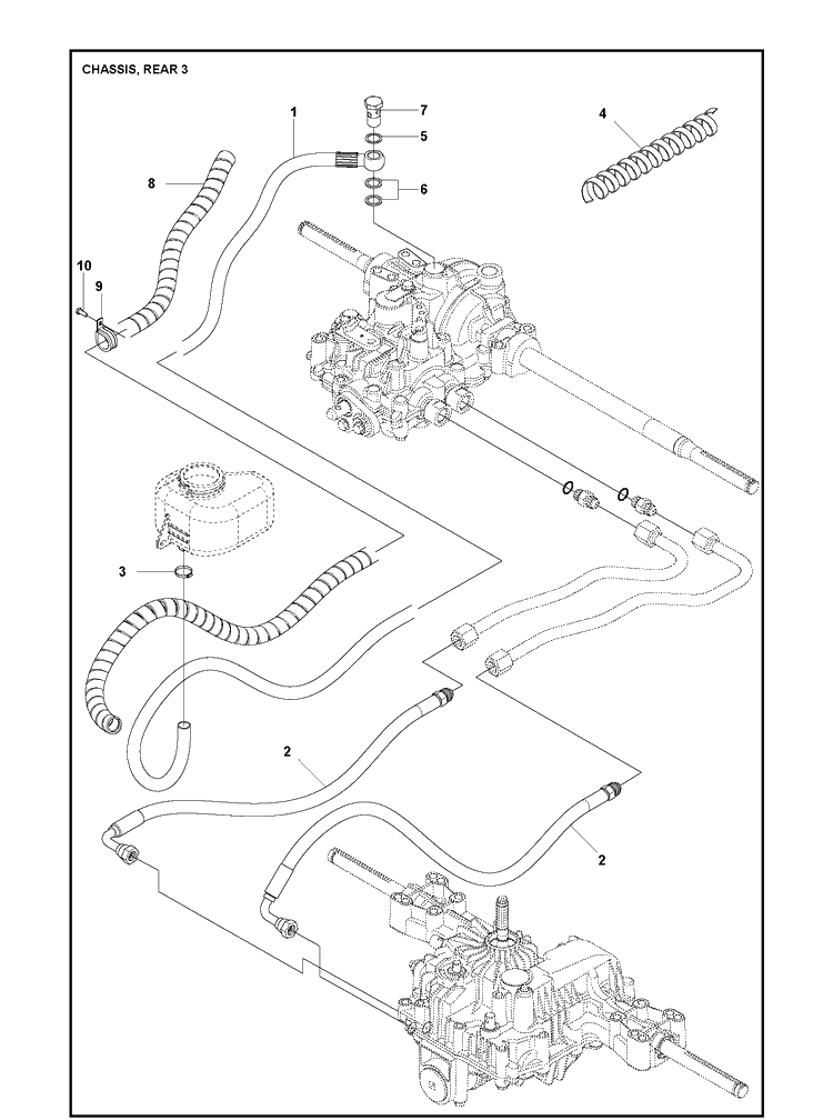 Chassis Rear Diagram and Parts List for R320XAWD (970545301)(2022-01) Husqvarna Lawn Mower