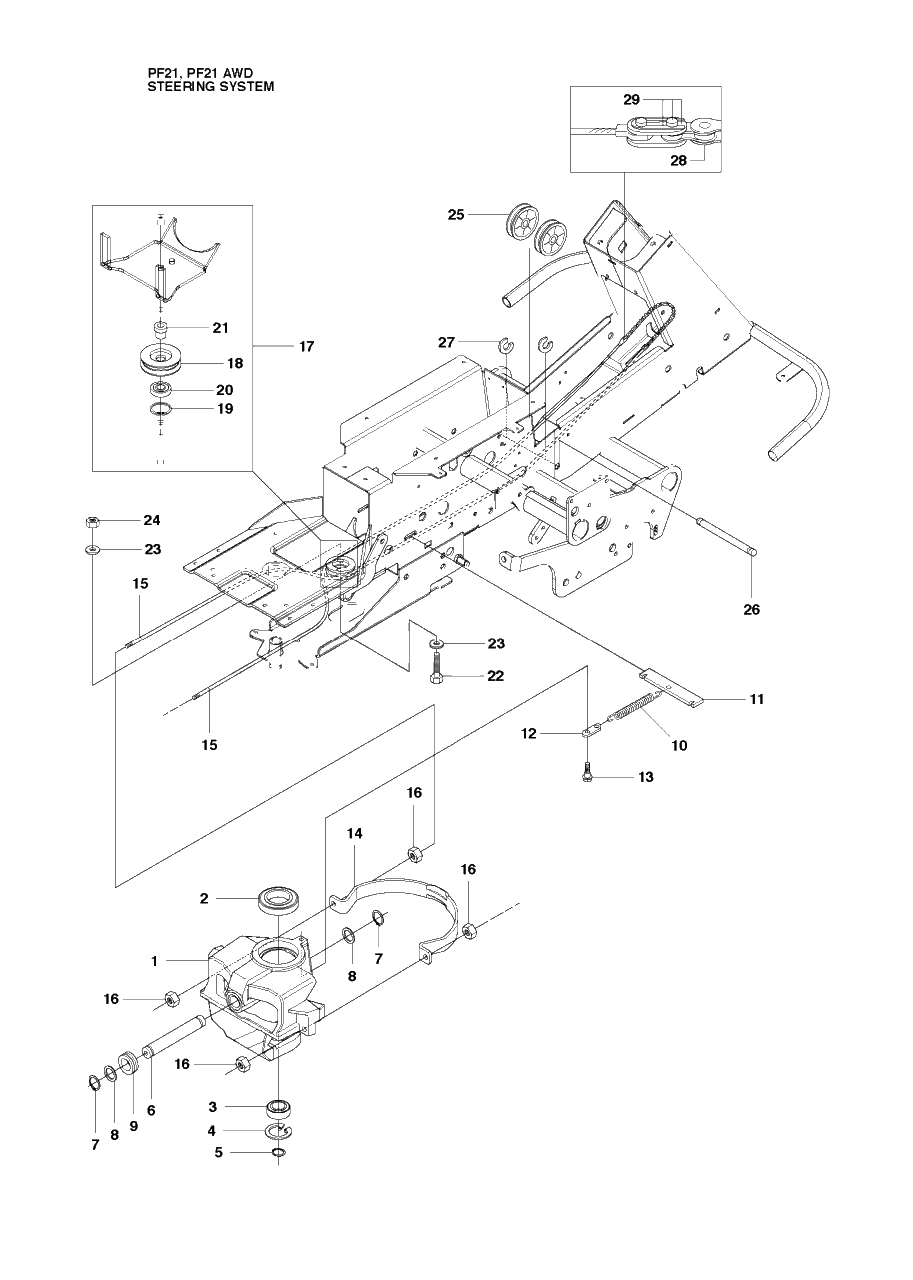 Steering 2 Diagram and Parts List for PF21 (965192401)(2010-07) Husqvarna Lawn Tractor