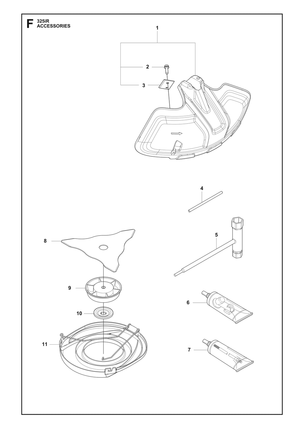 Accessories Diagram and Parts List for 325IR  Husqvarna Brush Cutter