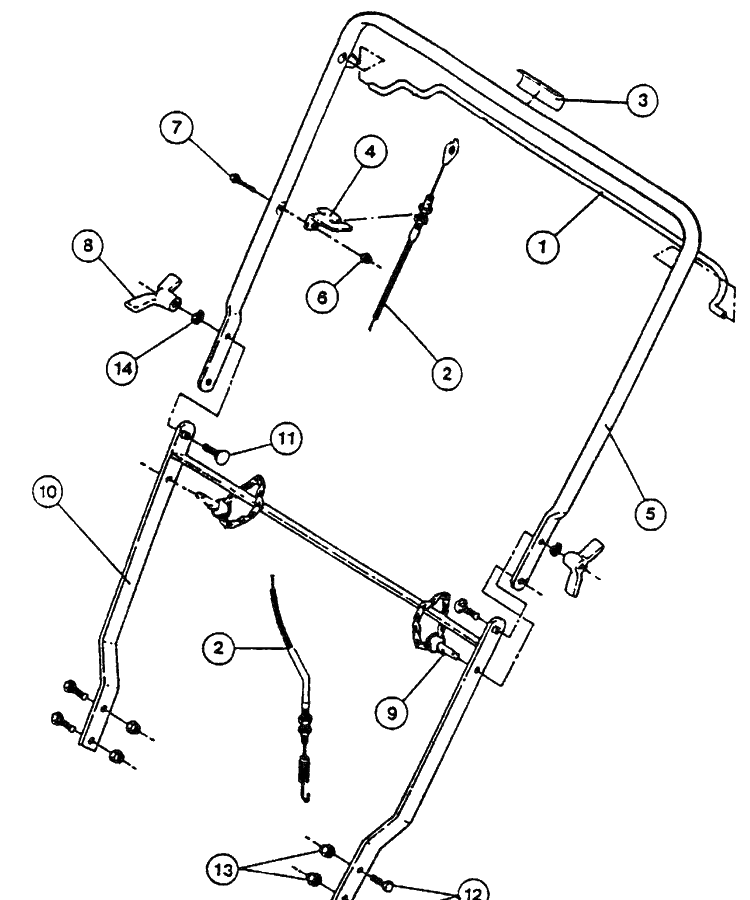 Handle Assembly Diagram and Parts List for DT20A (539104746-02)(2000-05) Husqvarna Dethatcher