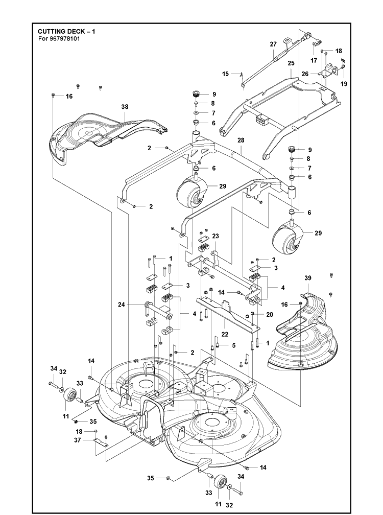 41 Inch/103cm Cutting Deck 4 Diagram and Parts List for C103  Husqvarna Lawn Mower