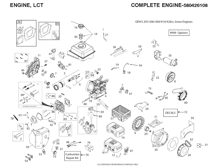 Engine Diagram and Parts List for ST327  Husqvarna Snow Blower