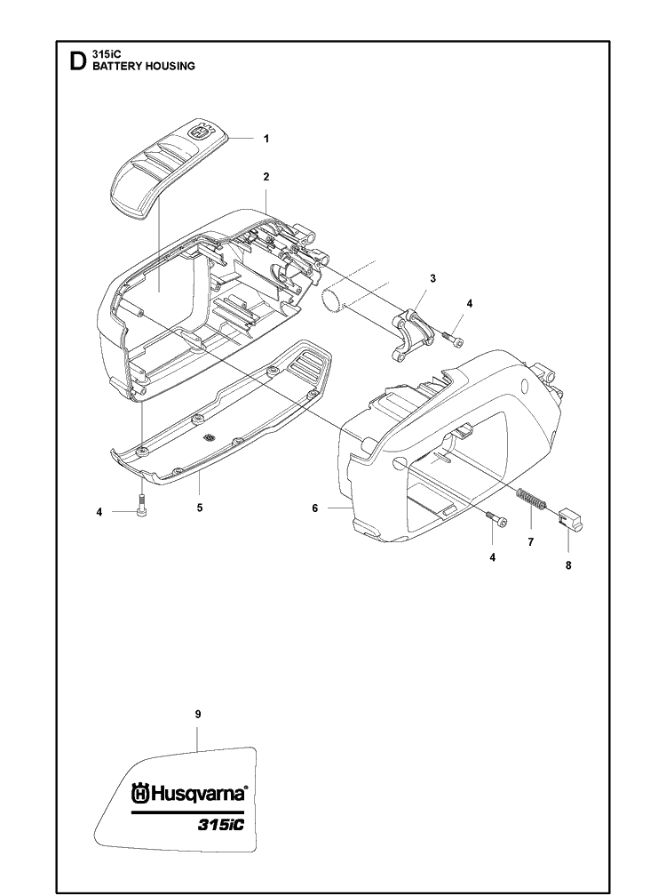 Housing Diagram and Parts List for 315IC  Husqvarna Edger