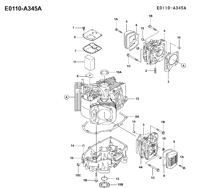 Crankcase Diagram and Parts List for FH451V 2001-03 Husqvarna Engine