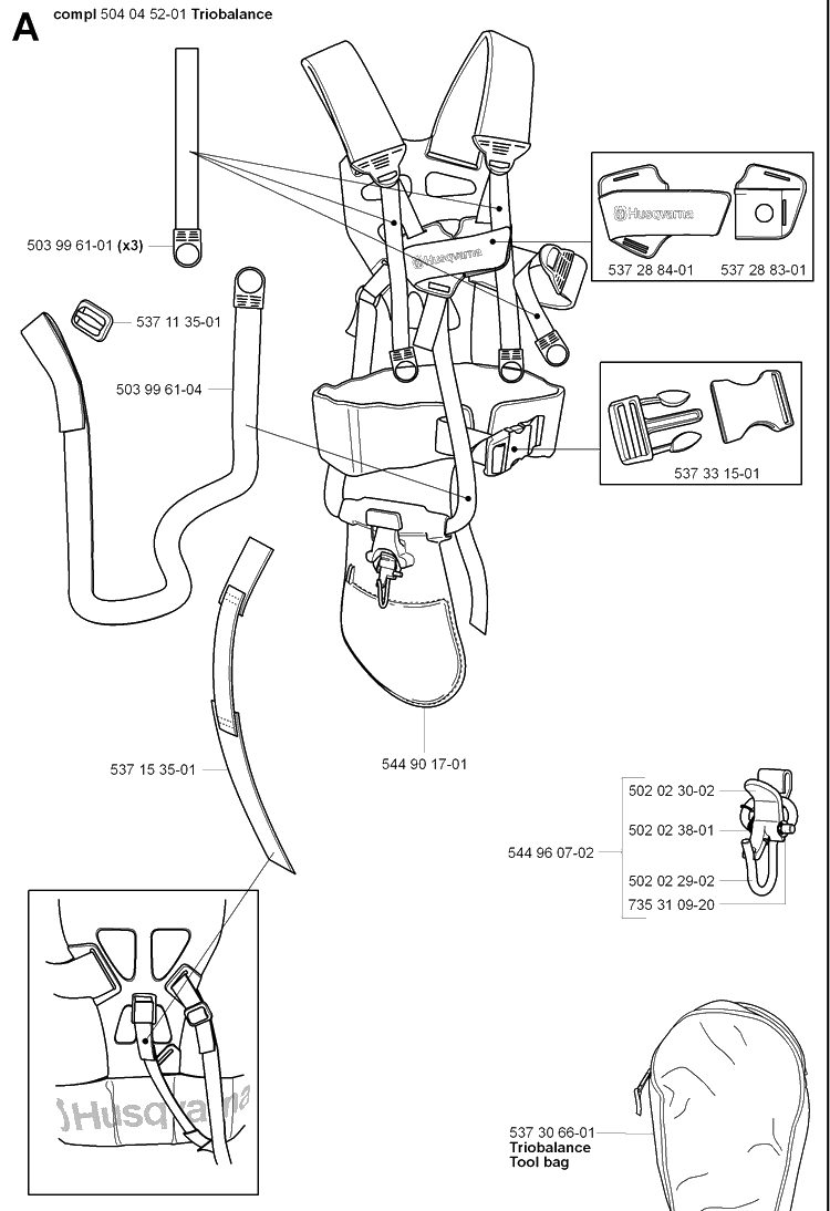 Harness Trio Balance Diagram and Parts List for HARNESSTRIOBALANCE 2007-08 Husqvarna Workwear