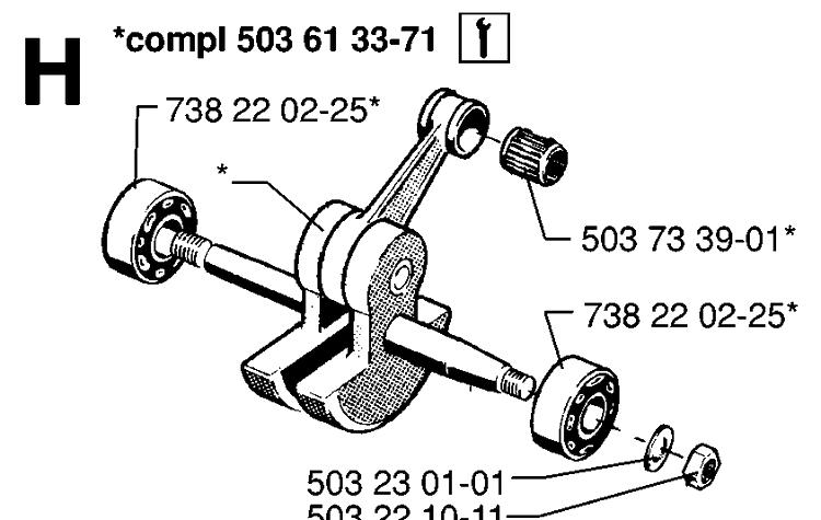 Crankshaft Diagram and Parts List for 268 19970100001-19994500000 Husqvarna Chainsaw