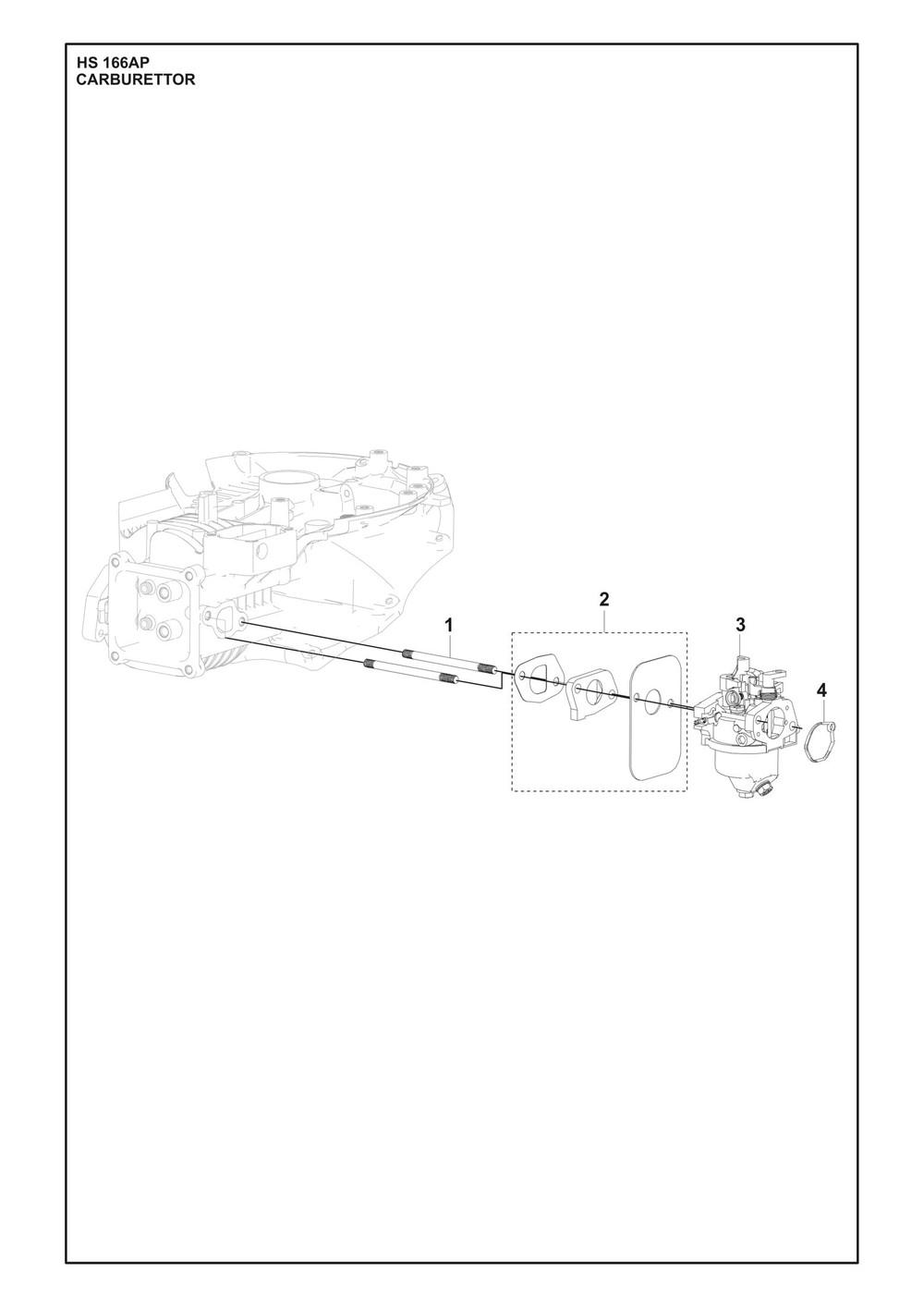 Carburetor Diagram and Parts List for HS166AP  Husqvarna Engine