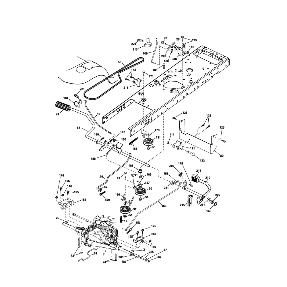 Drive Diagram and Parts List for 917287542  Husqvarna Lawn Tractor
