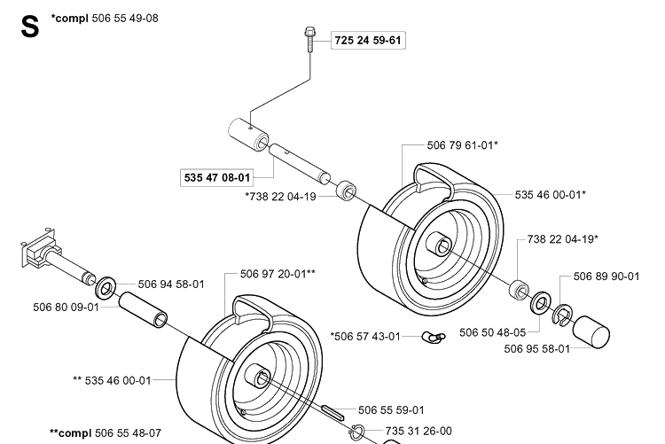 Wheels And Tires Diagram and Parts List for PR18 (953521901)(2004-01) Husqvarna Lawn Mower