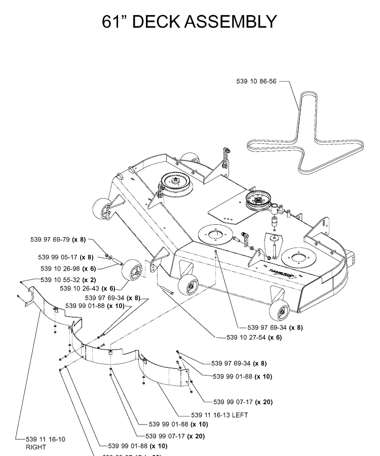 61 Inch/155cm Cutting Deck 2 Diagram and Parts List for IZ5223 (968999258)(2005-12) Husqvarna Lawn Mower
