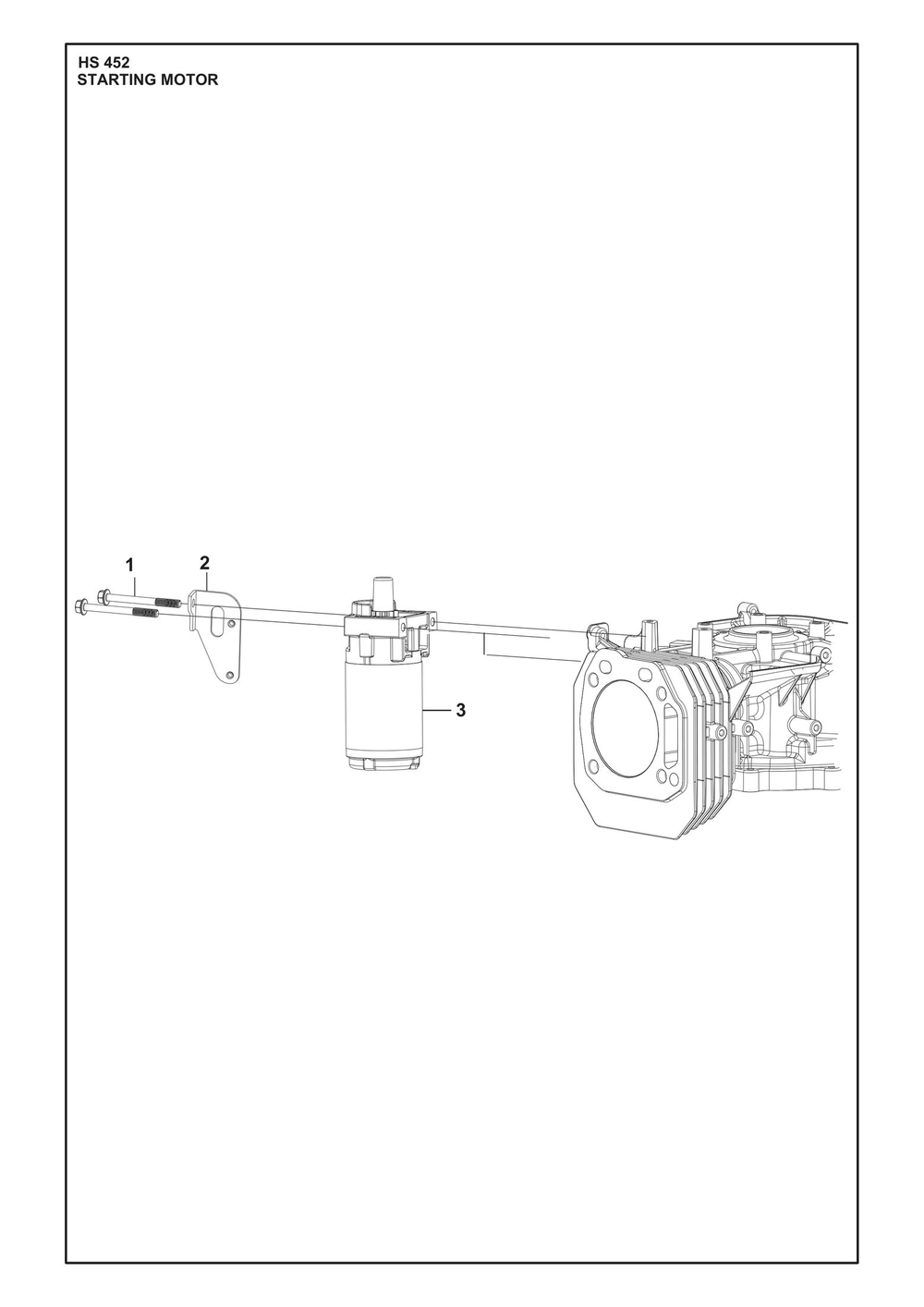 Starting Motor Diagram and Parts List for HS452  Husqvarna Engine