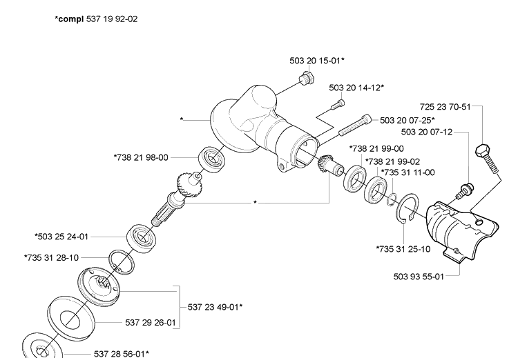 Gear Head Diagram and Parts List for 323L 2007-01 Husqvarna Trimmer