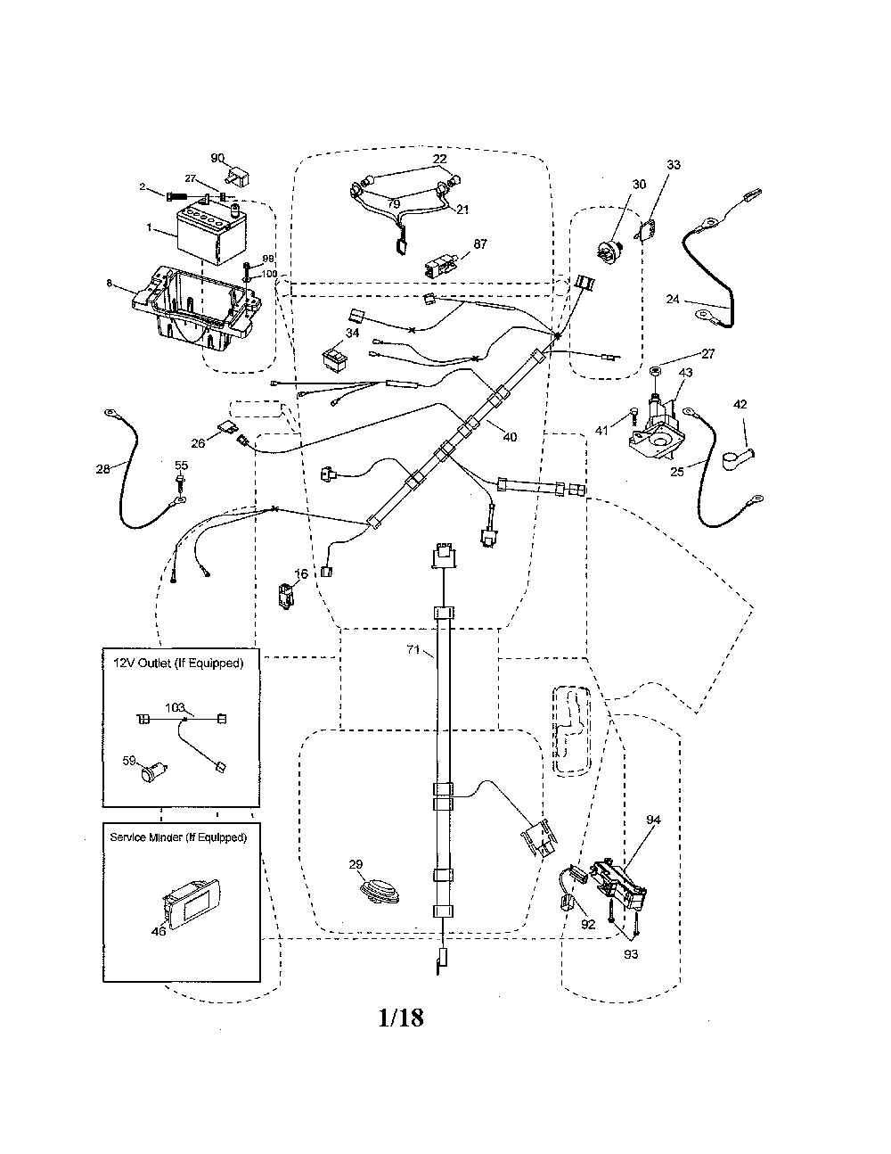 Electrical Diagram and Parts List for 917223840  Husqvarna Lawn Tractor