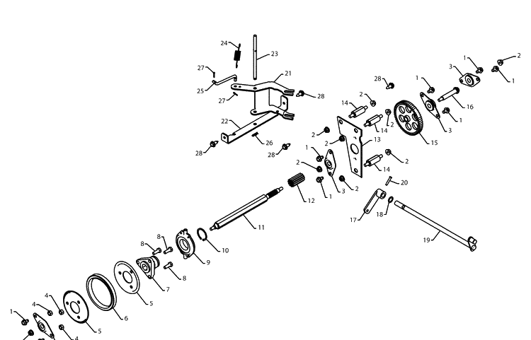 Auger Control Shaft Diagram and Parts List for 924SB (96193003500)(2008-10) Husqvarna Snow Blower