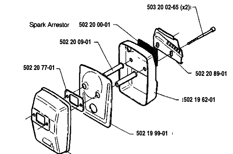 Spark Arrestor Diagram and Parts List for 235R 1992-12 Husqvarna Brush Cutter