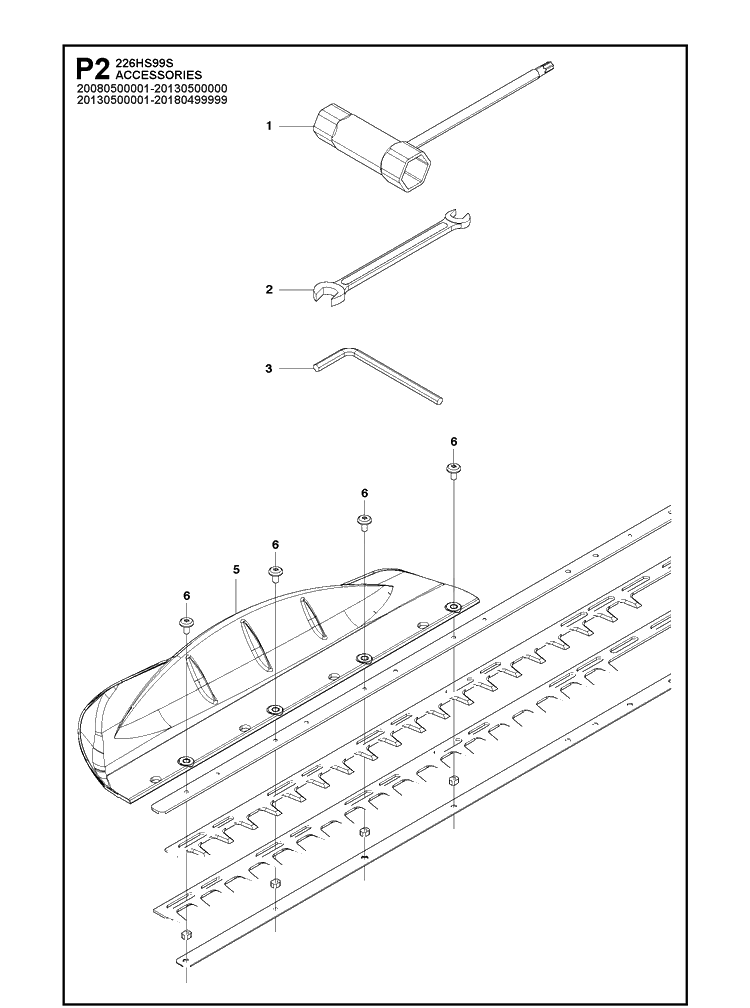 Accessories Diagram and Parts List for 226HS99S  Husqvarna Hedge Trimmer