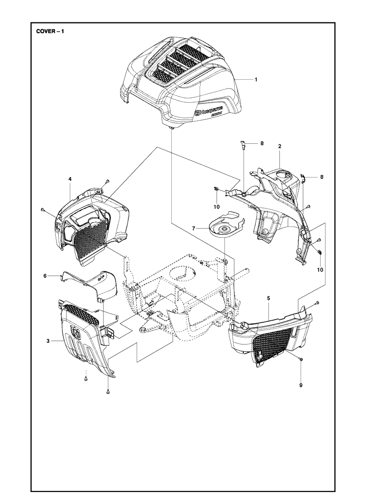 Cover Diagram and Parts List for R120C  Husqvarna Lawn Mower