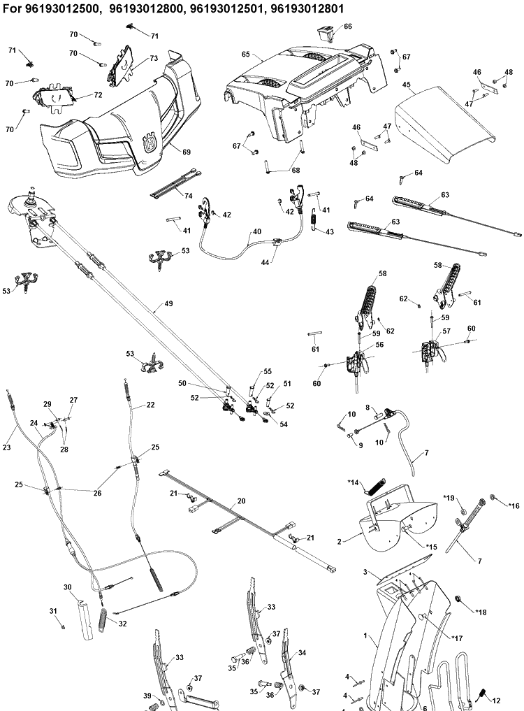 Control Panel And Discharge Chute Diagram and Parts List for ST330  Husqvarna Snow Blower