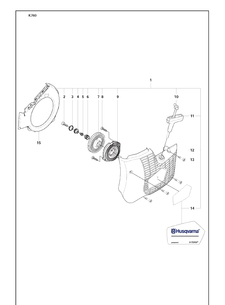 Starter Diagram and Parts List for K760 2009-12 Husqvarna Lawn Tractor Accessories