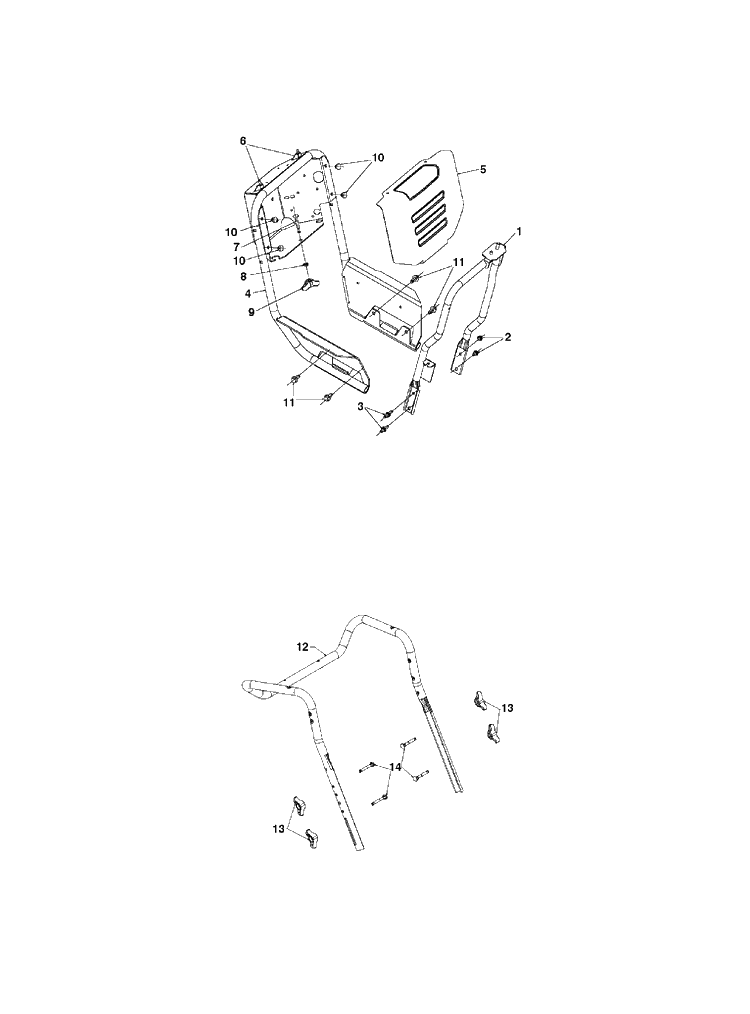 Handle Diagram and Parts List for ST427  Husqvarna Snow Blower