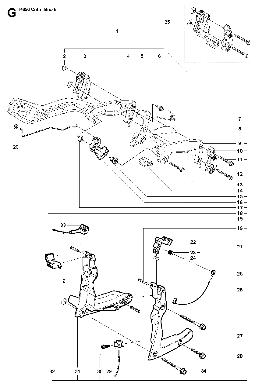 Handle Diagram and Parts List for K650CUT-N-BREAK 2007-01 Husqvarna Circular Saw