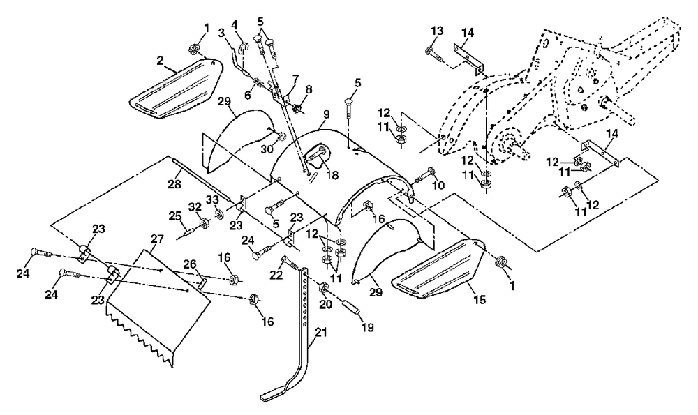 Tine Shield Diagram and Parts List for 650CRT (954328030-A)(2000-11) Husqvarna Tiller