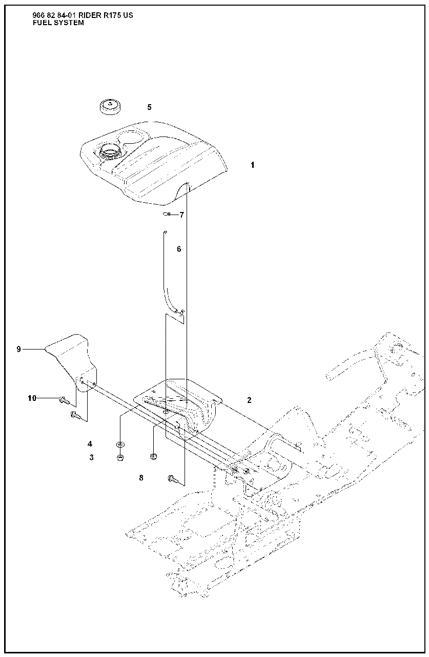 Fuel System Diagram and Parts List for R175 2008-05 Husqvarna Lawn Tractor