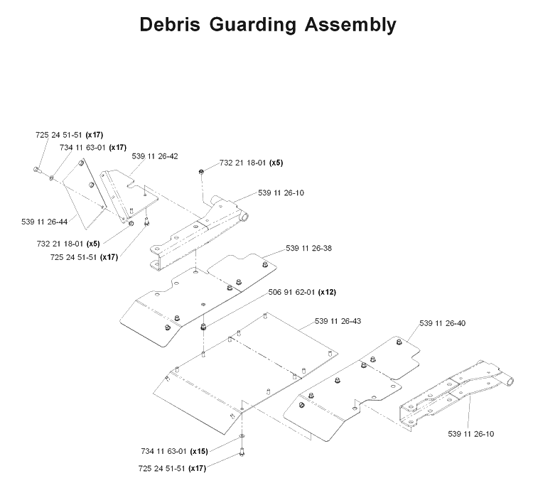 Debris Shield Diagram and Parts List for LZ25 968999310 Husqvarna Lawn Mower
