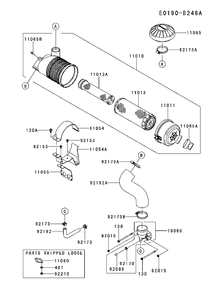 Air Filter And Muffler Diagram and Parts List for FX751V-FS00 2017-09 Husqvarna Engine