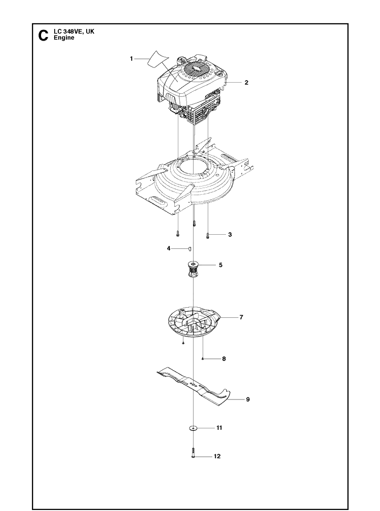Engine Diagram and Parts List for LC348VE 2015 Husqvarna Lawn Mower