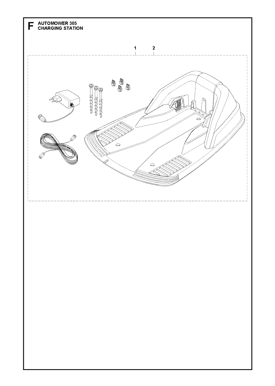 Charging Station Diagram and Parts List for 305 2011-04 Husqvarna Lawn Mower