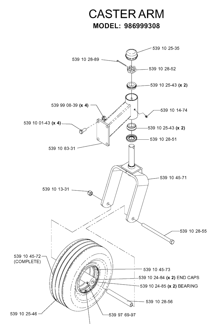 Casters 2 Diagram and Parts List for IZ5223 (968999258)(2005-12) Husqvarna Lawn Mower