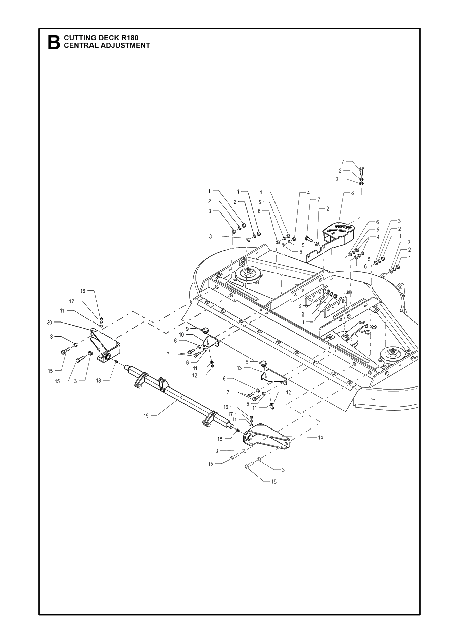 Central Adjustment Diagram and Parts List for C155 (967009701)(2012) Husqvarna Lawn Tractor Accessories