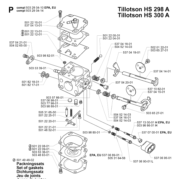 Carburetor Details Diagram and Parts List for 395XP/ (XPG)(20051800001-20070100000) Husqvarna Chainsaw