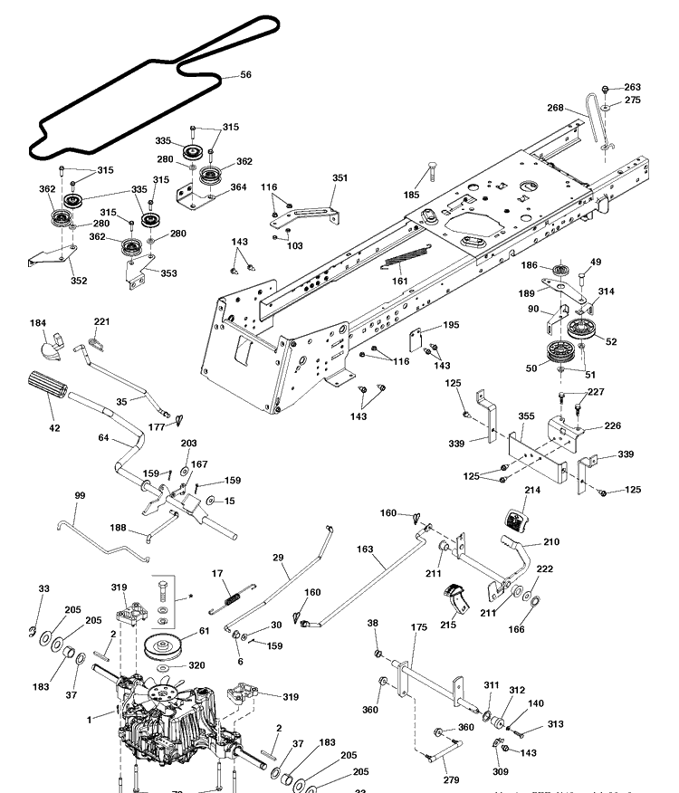 Drive Diagram and Parts List for TC138 (96051017900)(2018-07) Husqvarna Lawn Tractor