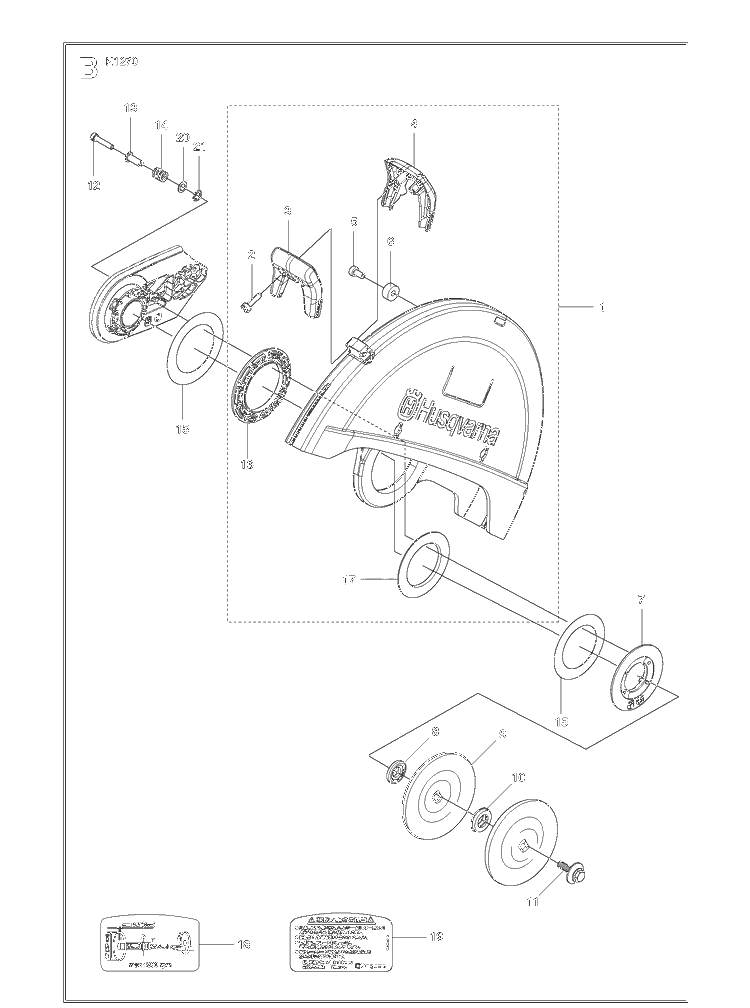 Guards 2 Diagram and Parts List for K1270 (K1270 Rail)(2016-07) Husqvarna Table Saw Accessories