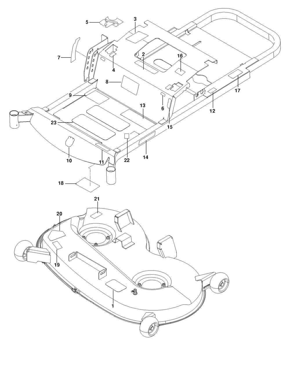 Decals Diagram and Parts List for RZ4622T  Husqvarna Lawn Tractor