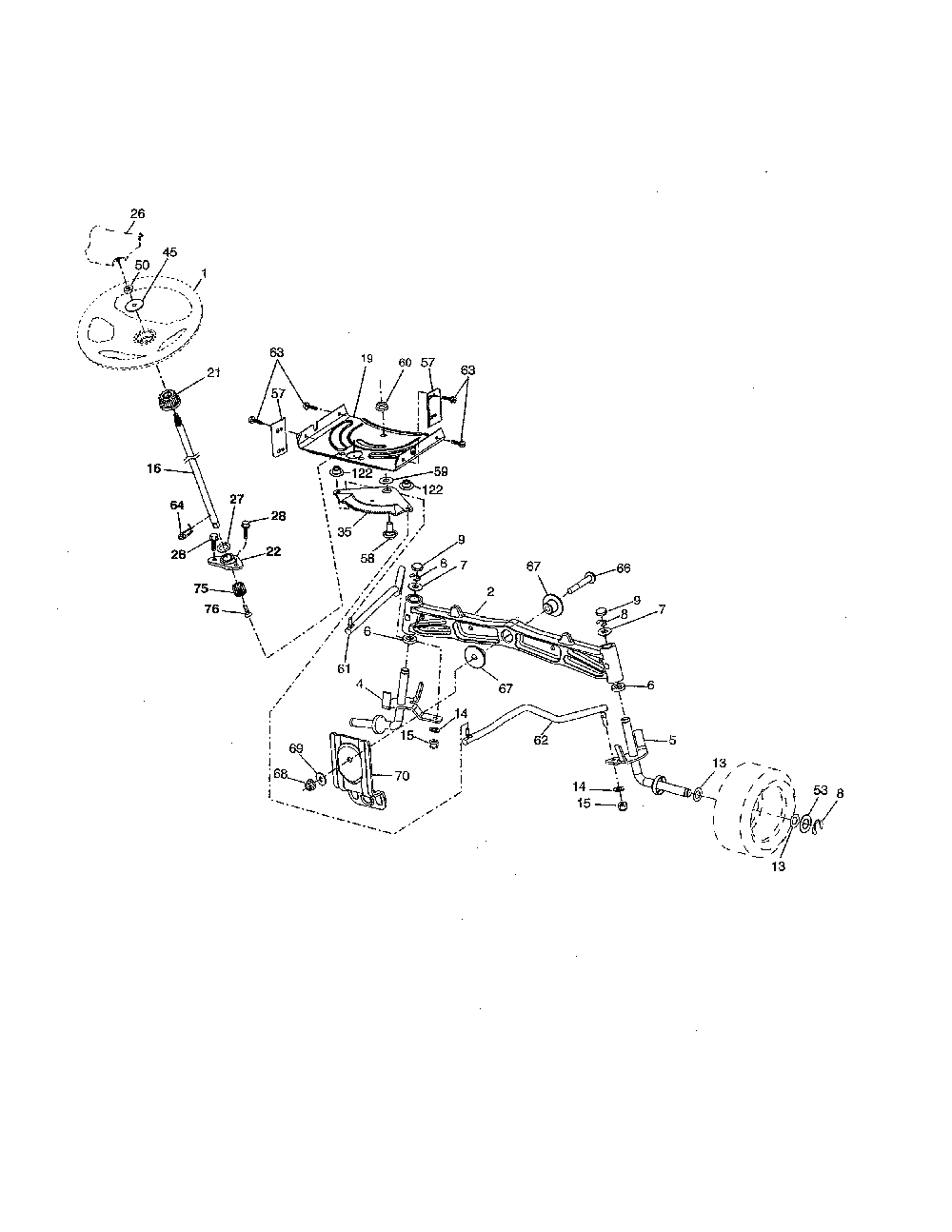 Steering Diagram and Parts List for YTA22V46-96045005100  Husqvarna Lawn Tractor