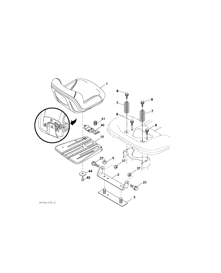 Seat Diagram and Parts List for YTA19K42 (96043013901)(2012-10) Husqvarna Lawn Tractor