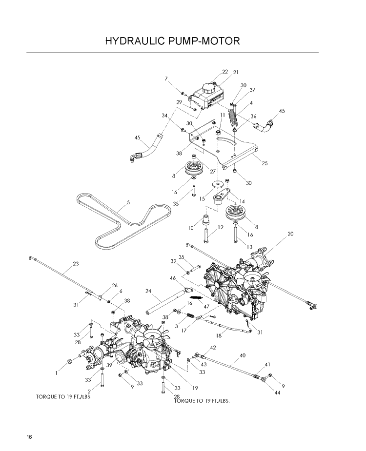 Hydraulic Pump - Motor Diagram and Parts List for EZ4624 (968999688)(2008-08) Husqvarna Lawn Mower