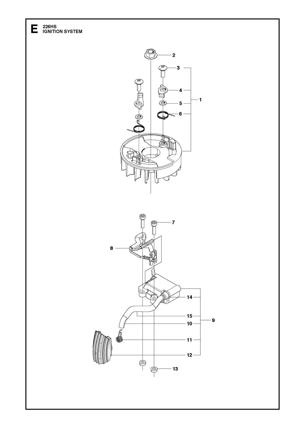 Ignition System Diagram and Parts List for 226HS75S 2009 Husqvarna Trimmer