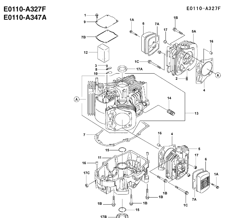 Crankcase Diagram and Parts List for FH641V 2002-06 Husqvarna Engine