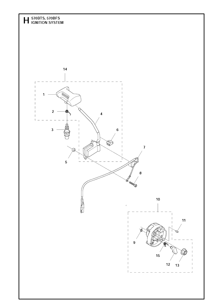 Ignition System 2 Diagram and Parts List for 570BFS 20111800001-Current Husqvarna Leaf Blower / Vacuum